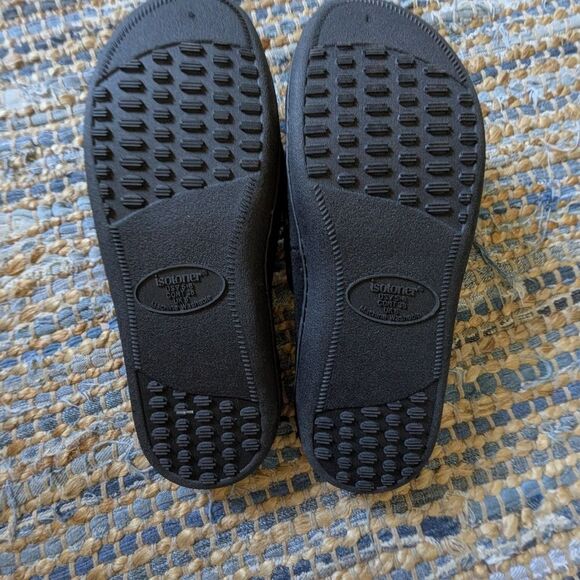 Isotoner Bow Slippers 7.5/8 Black Gray Whimsical Girlhoodcore Cozy Comfy - Picture 9 of 10